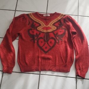 Vintage "Malina Wong" red patterned sweater